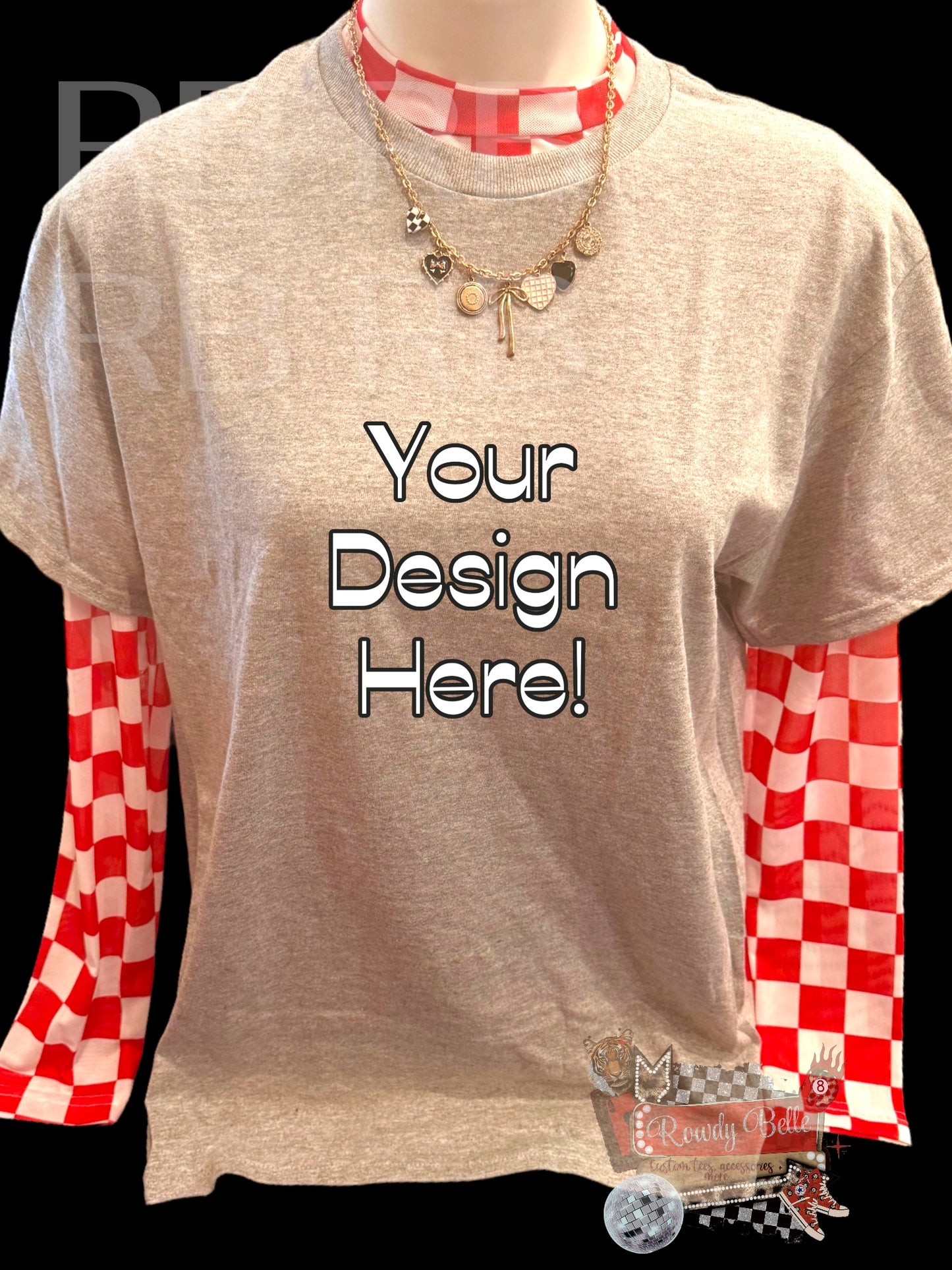 Red checkered mesh mock up - DIGITAL